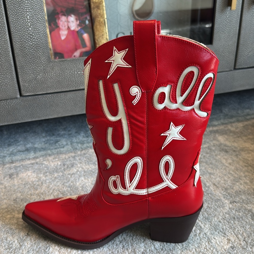One boot Only‼️ Hocfart Red “Yall” Cowboy Boot - Picture 7 of 8